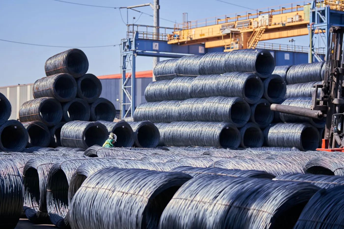Steel coils in a warehouse